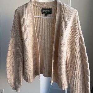 American Eagle Outfitters Cream Cable Knit Cardigan Sweater